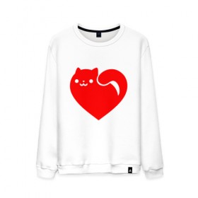 Мужской свитшот хлопок с принтом Love Cat в Рязани, 100% хлопок |  | animal | cat | cute | heart | kitty | meow | друг | животные | киска | китти | кот | котенок | котик | кошечка | кошка | лев | леопард | любовь | милый | мур | мышь | мяу | пантера | питомец | рысь | сердце | тигр | улыбка