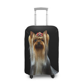 Чехол для чемодана 3D с принтом Йоркширский терьер в Рязани, 86% полиэфир, 14% спандекс | двустороннее нанесение принта, прорези для ручек и колес | animal | barrette | breed | cute | dog | funny | muzzle | small | terrier | yorkshire | животное | забавный | заколка | йоркширский | маленький | милый | порода | смешной | собака | терьер