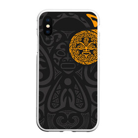 Чехол для iPhone XS Max матовый с принтом Polynesian tattoo в Рязани, Силикон | Область печати: задняя сторона чехла, без боковых панелей | polynesian | tattoo | волна | геометрия | завитушка | маори | маска | орнамент. золото | полинезия | татуировка | татуха | трайбл | узор | черепаха | ящерица. солнце