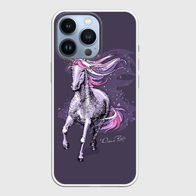 Чехол для iPhone 13 Pro с принтом Dream Big в Рязани,  |  | animal | drawing | dream | fairytale | horn | magic | mane | purple | slogan | text | unicorn | волшебство | грива | единорог | животное | магия | мечта | рисунок | рог | сказочный | слоган | текст | фиолетовый