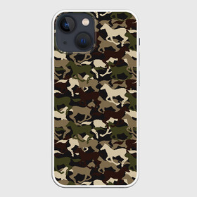 Чехол для iPhone 13 mini с принтом Камуфляж в Рязани,  |  | animal | camouflage | cool | herd | horse | khaki | military | военный | животное | камуфляж | конь | лошадь | прикольный | скакун | табун | хаки