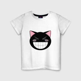 Детская футболка хлопок с принтом Smiling Cat в Рязани, 100% хлопок | круглый вырез горловины, полуприлегающий силуэт, длина до линии бедер | animal | cat | cute | kitty | meow | друг | животные | киска | китти | кот | котенок | котик | кошечка | кошка | лев | леопард | милый | мур | мышь | мяу | пантера | питомец | рысь | тигр | улыбка