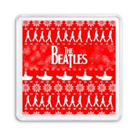 Магнит 55*55 с принтом The Beatles (6) в Рязани, Пластик | Размер: 65*65 мм; Размер печати: 55*55 мм | beatles | merry christmas | music | rock | the beatles | yellow submarine | битлз | джон леннон | легенда | музыка | новогодний свитшот | новый год | пит бест | рок