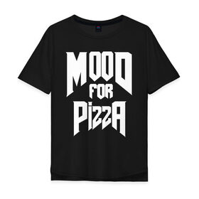 Мужская футболка хлопок Oversize с принтом Пицца Дум в Рязани, 100% хлопок | свободный крой, круглый ворот, “спинка” длиннее передней части | cacodemon | doom | eternal | pizza | вечность | вечный | дум | итёрнал | какодемон | пицца | этернал