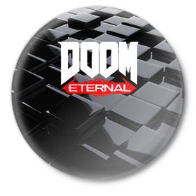 Значок с принтом Doom Blocks в Рязани,  металл | круглая форма, металлическая застежка в виде булавки | Тематика изображения на принте: cacodemon | doom | eternal | вечность | вечный | дум | итёрнал | какодемон | этернал