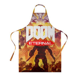 Фартук 3D с принтом Doom Eternal в Рязани, 100% полиэстер | общий размер — 65 х 85 см, ширина нагрудника — 26 см, горловина — 53 см, длина завязок — 54 см, общий обхват в поясе — 173 см. Принт на завязках и на горловине наносится с двух сторон, на основной части фартука — только с внешней стороны | cacodemon | doom | eternal | вечность | вечный | дум | итёрнал | какодемон | этернал