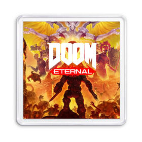 Магнит 55*55 с принтом Doom Eternal в Рязани, Пластик | Размер: 65*65 мм; Размер печати: 55*55 мм | Тематика изображения на принте: cacodemon | doom | eternal | вечность | вечный | дум | итёрнал | какодемон | этернал