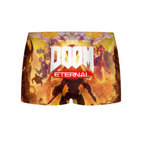 Мужские трусы 3D с принтом Doom Eternal в Рязани, 50% хлопок, 50% полиэстер | классическая посадка, на поясе мягкая тканевая резинка | Тематика изображения на принте: cacodemon | doom | eternal | вечность | вечный | дум | итёрнал | какодемон | этернал