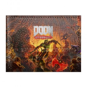 Обложка для студенческого билета с принтом Doom в Рязани, натуральная кожа | Размер: 11*8 см; Печать на всей внешней стороне | cacodemon | doom | eternal | вечность | вечный | дум | итёрнал | какодемон | этернал