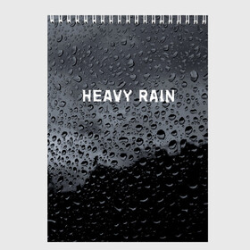 Скетчбук с принтом Heavy Rain в Рязани, 100% бумага
 | 48 листов, плотность листов — 100 г/м2, плотность картонной обложки — 250 г/м2. Листы скреплены сверху удобной пружинной спиралью | Тематика изображения на принте: дождь | жертва | капает | капли | ливень | мастер | оригами | складывать