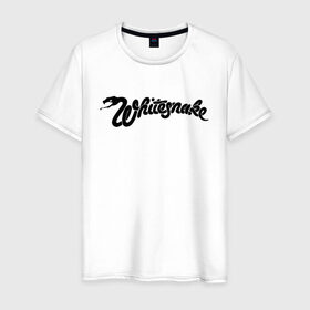 Мужская футболка хлопок с принтом WHITESNAKE в Рязани, 100% хлопок | прямой крой, круглый вырез горловины, длина до линии бедер, слегка спущенное плечо. | 