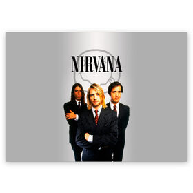 Поздравительная открытка с принтом Nirvana в Рязани, 100% бумага | плотность бумаги 280 г/м2, матовая, на обратной стороне линовка и место для марки
 | 90 | alternative | crimson | david grohl | foo fighters | grunge | kurt cobain | music | nirvana | rip | rock | smile | гранж | группа | девяностые | курт кобейн | музыка | нирвана | рок