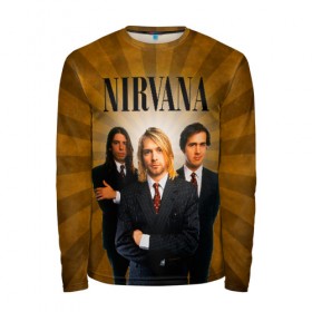 Мужской лонгслив 3D с принтом Nirvana в Рязани, 100% полиэстер | длинные рукава, круглый вырез горловины, полуприлегающий силуэт | 90 | alternative | crimson | david grohl | foo fighters | grunge | kurt cobain | music | nirvana | rip | rock | smile | гранж | группа | девяностые | курт кобейн | музыка | нирвана | рок