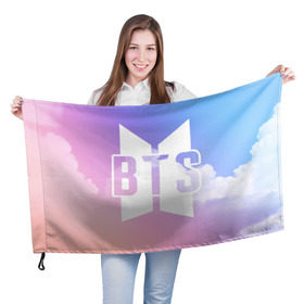 Флаг 3D с принтом BTS в Рязани, 100% полиэстер | плотность ткани — 95 г/м2, размер — 67 х 109 см. Принт наносится с одной стороны | bangtan boys | bts | love yourself | бтс