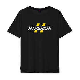 Мужская футболка хлопок Oversize с принтом HYPERION в Рязани, 100% хлопок | свободный крой, круглый ворот, “спинка” длиннее передней части | borderlands | borderlands 3 | cl4p tp | claptrap | gearbox | hyperion | lilith | moxxi | psycho | sirens | tina | zero | бордерлендс | гиперион | зеро | клеп треп | лилит | мокси | псих | сирена | тина