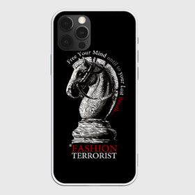 Чехол для iPhone 12 Pro Max с принтом A Fashion Terrorist в Рязани, Силикон |  | black | chess | cool | figure | horse | red | slogan | style | white | белый | конь | красный | лошадь | прикольный | слоган | стиль | фигура | черный | шахматы