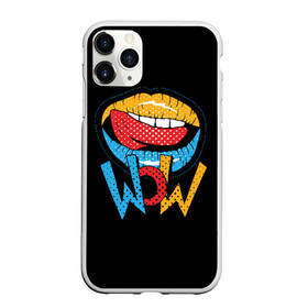 Чехол для iPhone 11 Pro матовый с принтом Wow в Рязани, Силикон |  | blue | dots | lips | pop art | red | teeth | tongue | white | yellow | белый | губы | желтый | зубы | красный | поп  арт | точки | язык