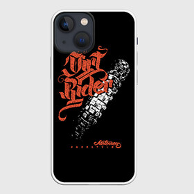 Чехол для iPhone 13 mini с принтом Motocross freestyle в Рязани,  |  | biker | black | freedom | graffiti | moto | motorcycle | orange | racer | sport | style | tire | trace | white | байкер | белый | гонщик | граффити | мото | мотоцикл | оранжевый | свобода | след | спорт | стиль | черный | шина