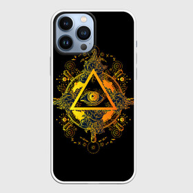 Чехол для iPhone 13 Pro Max с принтом Всевидящее око в Рязани,  |  | black | esoteric | eye | mystic | occult | orange | symbol | triangle | yellow | глаз | желтый | мистика | оккультизм | око | оранжевый | символ | треугольник | черный | эзотерика