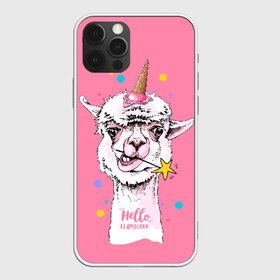 Чехол для iPhone 12 Pro Max с принтом Hello llamacorn в Рязани, Силикон |  | alpaca | animal | carnival | cool | cup | head | horn | ice cream | llama | look | pink | slogan | star | unicorn | waffle | альпака | вафельный | взгляд | голова | единорог | животное | звезда | карнавал | лама | мороженое | привет | прикольный | р