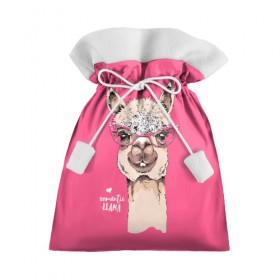 Подарочный 3D мешок с принтом Romantic llama в Рязани, 100% полиэстер | Размер: 29*39 см | alpaca | animal | cool | flowers | head | heart | inscription | llama | look | pink | romance | альпака | взгляд | голова | животное | лама | любовь | надпись | очки | прикольный | розовые | романтика | сердце | цветы