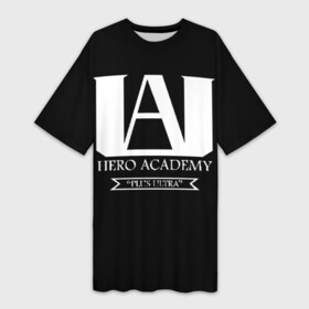 Платье-футболка 3D с принтом UA HERO ACADEMY logo в Рязани,  |  | anime | my hero academy | аниме | моя геройская академия