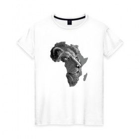 Женская футболка хлопок с принтом King of Africa в Рязани, 100% хлопок | прямой крой, круглый вырез горловины, длина до линии бедер, слегка спущенное плечо | animal | the lion king | африка | взгляд | дикий | животные | зверь | клыки | континент | король | король джунглей | кошка | лев | львица | царь