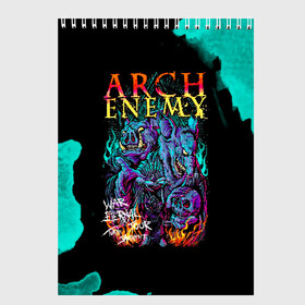 Скетчбук с принтом Arch Enemy в Рязани, 100% бумага
 | 48 листов, плотность листов — 100 г/м2, плотность картонной обложки — 250 г/м2. Листы скреплены сверху удобной пружинной спиралью | ae | arch enemy | алисса уайт глаз | анджело | арх | архенеме | архэнеми | арч | арчэнеми | даниэль эрландссон | джефф лумис | енеме | инеме | инемэ | майкл эмотт | шарли | энеме | энеми | энемэ