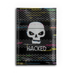 Обложка для автодокументов с принтом Hacked в Рязани, натуральная кожа |  размер 19,9*13 см; внутри 4 больших “конверта” для документов и один маленький отдел — туда идеально встанут права | hacker | hacknet | взлом | виртуальность | кибер | киберпанк | программист | хакер