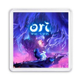 Магнит 55*55 с принтом Ori - And The Will Of The Wisp в Рязани, Пластик | Размер: 65*65 мм; Размер печати: 55*55 мм | microsoft studios | moon studios | ori | ori and the blind forest | unity | лес | луна | нибела | ночной лес | ночь | ори | платформер | сова