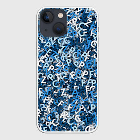 Чехол для iPhone 13 mini с принтом FCZP в Рязани,  |  | fcz | белый | буквы | зенит | паттерн | питер | санкт петербург | сине бело голубые | синий | спб