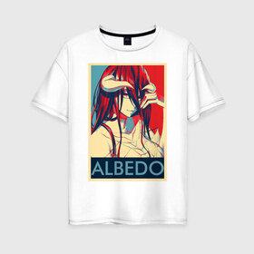 Женская футболка хлопок Oversize с принтом Альбедо в Рязани, 100% хлопок | свободный крой, круглый ворот, спущенный рукав, длина до линии бедер
 | overlord | альбедо | аниме | повелитель