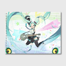 Альбом для рисования с принтом Hatsune Miku в Рязани, 100% бумага
 | матовая бумага, плотность 200 мг. | anime | character | geisha | hatsune miku | japan | kimono | manga | style | аниме | вокалоид | девушки | манга | мульт | оружие | сёдзё | сериал | хатсуне мику