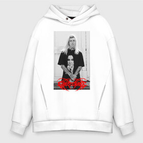 Мужское худи Oversize хлопок с принтом GHOSTEMANE в Рязани, френч-терри — 70% хлопок, 30% полиэстер. Мягкий теплый начес внутри —100% хлопок | боковые карманы, эластичные манжеты и нижняя кромка, капюшон на магнитной кнопке | eric whitney | ghostemane