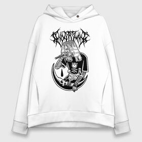 Женское худи Oversize хлопок с принтом Ghostemane в Рязани, френч-терри — 70% хлопок, 30% полиэстер. Мягкий теплый начес внутри —100% хлопок | боковые карманы, эластичные манжеты и нижняя кромка, капюшон на магнитной кнопке | ghostemane | ill biz | mercury | noise | young crowley | рэп | рэпер | эрик уитни