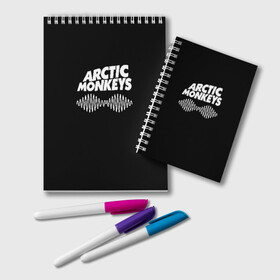 Блокнот с принтом ARCTIC MONKEYS в Рязани, 100% бумага | 48 листов, плотность листов — 60 г/м2, плотность картонной обложки — 250 г/м2. Листы скреплены удобной пружинной спиралью. Цвет линий — светло-серый
 | arctic monkeys | арктик манкис | арктические мартышки