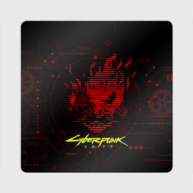 Магнит виниловый Квадрат с принтом CYBERPUNK 2077 - Самурай в Рязани, полимерный материал с магнитным слоем | размер 9*9 см, закругленные углы | Тематика изображения на принте: 2077 | cyber | cyberpunk | demon | glitch | keanu | logo | punk | reeves | samurai | symbol | team | trauma | глитч | демон | киану | кибер | киберпанк | клан | лого | логотип | огонь | панк | ривз | самурай | символ