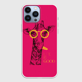 Чехол для iPhone 13 Pro Max с принтом Life is good в Рязани,  |  | african | animal | giraffe | inscription | life is good | look | pink | pop art | tongue | yellow | африканское | взгляд | желтый | животное | жизнь хороша | жираф | надпись | очки | поп   арт | розовый | язык
