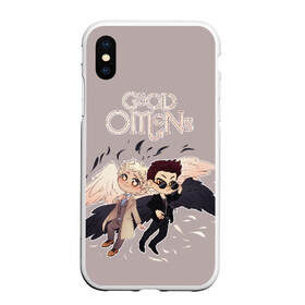 Чехол для iPhone XS Max матовый с принтом Good Omens в Рязани, Силикон | Область печати: задняя сторона чехла, без боковых панелей | good | omens | sheen | tennant | азирафель | ангел | благие знамения | демон | кроули | падший | теннант | шин