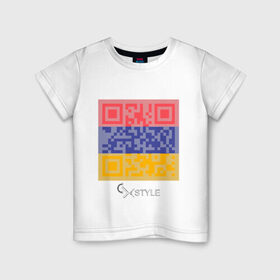 Детская футболка хлопок с принтом QR-Armenia в Рязани, 100% хлопок | круглый вырез горловины, полуприлегающий силуэт, длина до линии бедер | cxstyle | qr | армения | код | символ | страна | флаг