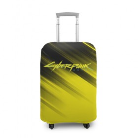 Чехол для чемодана 3D с принтом Cyberpunk 2077 (Yellow). в Рязани, 86% полиэфир, 14% спандекс | двустороннее нанесение принта, прорези для ручек и колес | 3d | cyberpunk 2077 | red | абстракция | геометрия | игра | киберпанк 2077 | красный | лого | логотип | надпись | стиль | текстура