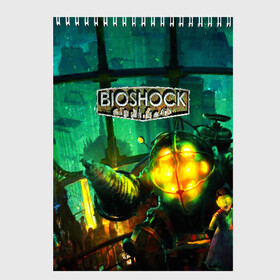 Скетчбук с принтом BIOSHOCK в Рязани, 100% бумага
 | 48 листов, плотность листов — 100 г/м2, плотность картонной обложки — 250 г/м2. Листы скреплены сверху удобной пружинной спиралью | bioshock | bioshock infinite | биошок | букер | элизабет