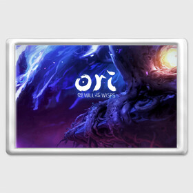 Магнит 45*70 с принтом Ori and the Will of the Wisps в Рязани, Пластик | Размер: 78*52 мм; Размер печати: 70*45 | blind | forest | game | games | gumo | kuro | naru | nibel | ori | owl | will | wisps | воля | гумо | игра | игры | куро | лес | нару | нибель | огней | ори | платформер | слепой | совенок