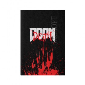 Обложка для паспорта матовая кожа с принтом DOOM Bloody в Рязани, натуральная матовая кожа | размер 19,3 х 13,7 см; прозрачные пластиковые крепления | 2019 | bethesda | demon | doom | eternal | ethernal | game | games | logo | monster | runes | демон | дум | дуум | етернал | игра | игры | какодемон | кровь | лого | логотип | монстр | монстры | руны | символ | этернал