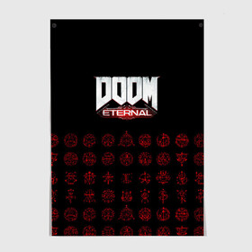 Постер с принтом DOOM Eternal в Рязани, 100% бумага
 | бумага, плотность 150 мг. Матовая, но за счет высокого коэффициента гладкости имеет небольшой блеск и дает на свету блики, но в отличии от глянцевой бумаги не покрыта лаком | 2019 | bethesda | demon | doom | eternal | ethernal | game | games | logo | monster | runes | демон | дум | дуум | етернал | игра | игры | какодемон | кровь | лого | логотип | монстр | монстры | руны | символ | этернал