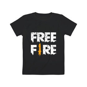 Детская футболка хлопок с принтом Free Fire logo в Рязани, 100% хлопок | круглый вырез горловины, полуприлегающий силуэт, длина до линии бедер | battlegrounds | fire | free | garena | гарена | фаер | фри