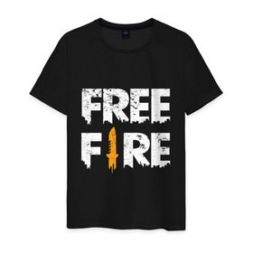 Мужская футболка хлопок с принтом Free Fire logo в Рязани, 100% хлопок | прямой крой, круглый вырез горловины, длина до линии бедер, слегка спущенное плечо. | battlegrounds | fire | free | garena | гарена | фаер | фри