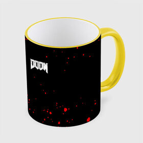 Кружка с принтом DOOM в Рязани, керамика | ёмкость 330 мл | 2019 | bethesda | demon | doom | eternal | ethernal | game | games | logo | monster | runes | wood | демон | дум | дуум | етернал | игра | игры | какодемон | лого | логотип | монстр | монстры | руны | символ | этернал