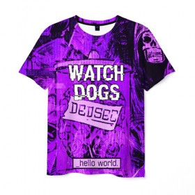 Мужская футболка 3D с принтом WATCH DOGS в Рязани, 100% полиэфир | прямой крой, круглый вырез горловины, длина до линии бедер | ded sec | hacker | legion | watch dogs | watch dogs 2 | watch dogs legion | легион | хакер