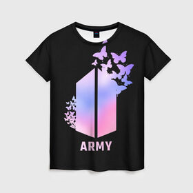 Женская футболка 3D с принтом BTS ARMY в Рязани, 100% полиэфир ( синтетическое хлопкоподобное полотно) | прямой крой, круглый вырез горловины, длина до линии бедер | army | bangtan boys | beyond the scene | bts | k pop | kpop | love yourself | бтс | к поп